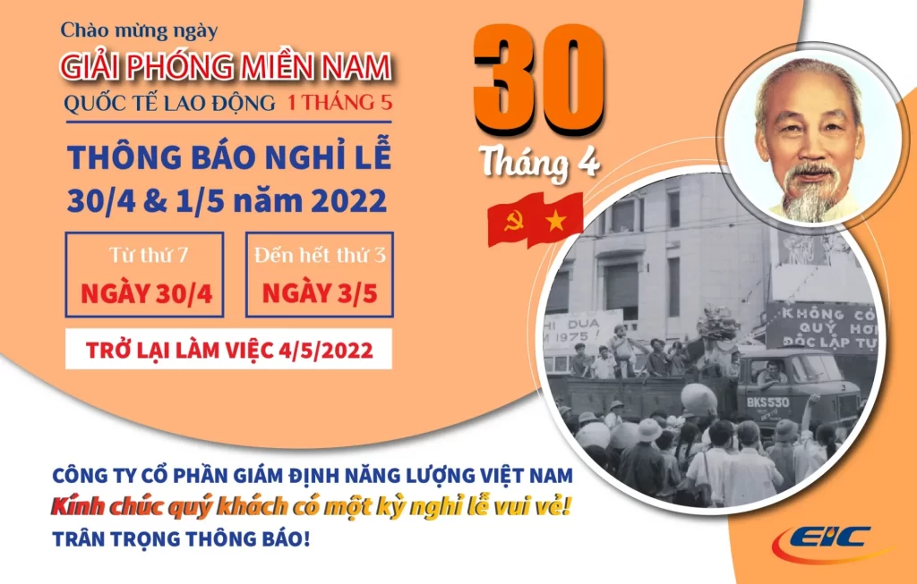 THÔNG BÁO NGHỈ LỄ 30/4 VÀ 1/5